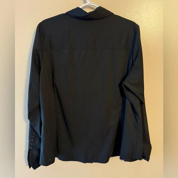 Old Navy Womens Black Button Down 2X Stretch Blouse Office Party Holiday NWOT - Picture 2 of 5